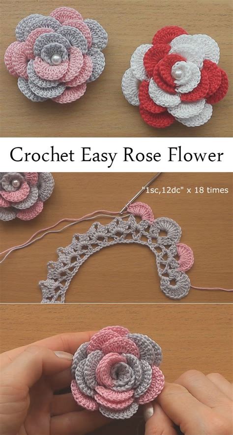 Crochet Rose Flower Patterns For Beginners | Crochet flower tutorial ...