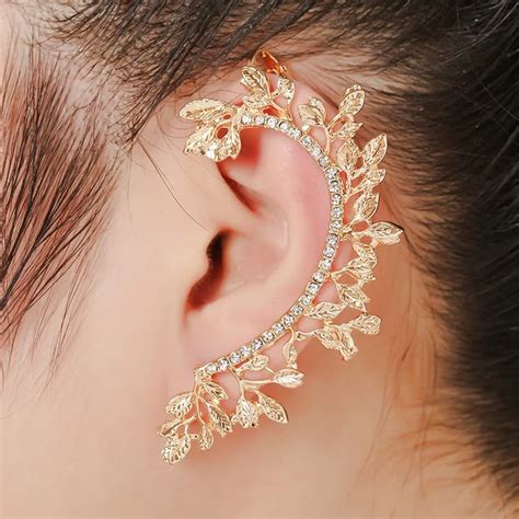 Korean exquisite Earrings oorbellen leaves anti allergy ear clip ...