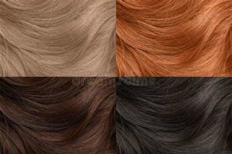 Color Hair Samples Palette, Closeup View. Collage Stock Photo - Image ...