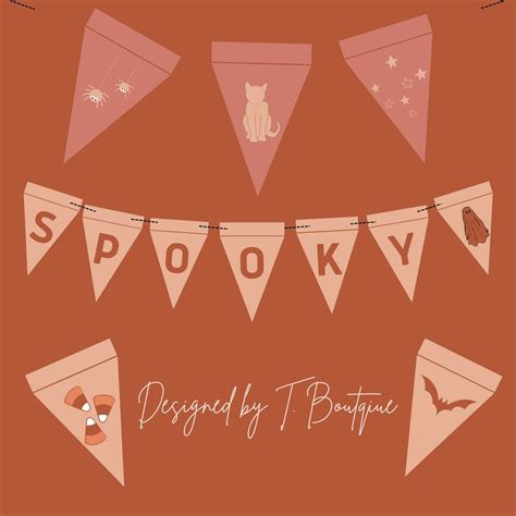 PRINTABLE Spooky Halloween Banner DIGITAL Boho Minimalist - Etsy