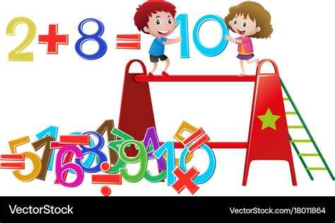 Boy and girl solving math problem Royalty Free Vector Image