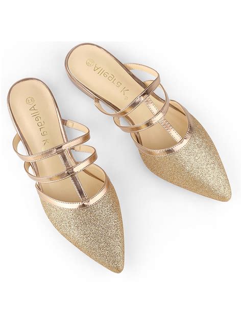 Allegra K Women's Glitter Pointy Toe Flats Mules - Walmart.com