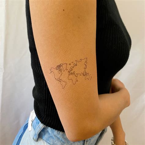 World Map Temporary Tattoo / World Tattoo / Travel Tattoo / - Etsy