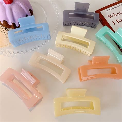 Fashion Geometric Candy Color Hair Claws Large Square Hair Clamps ...