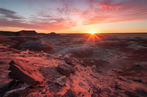 Premium Photo | Painted desert sunrise with vibrant colors and warm ...