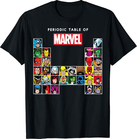 Marvel Periodic Table Of Heroes & Villains Retro T-Shirt : Amazon.de ...