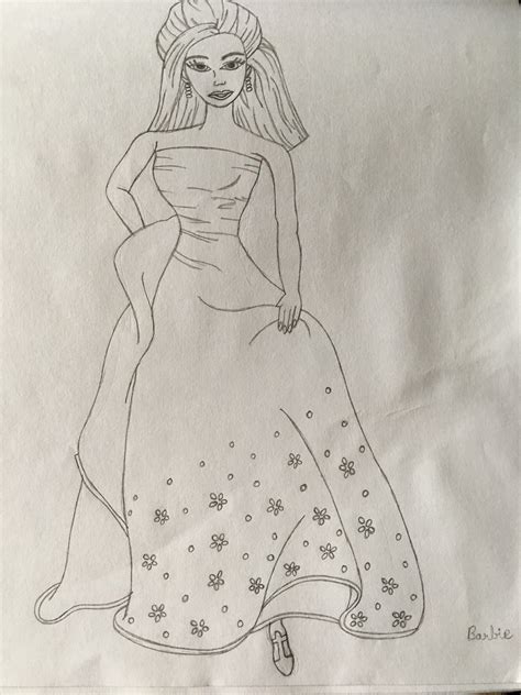 Dress Barbie Doll Pencil Drawing Images - Goimages Link