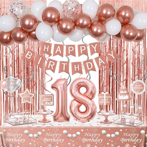 Amazon.com: 18th Birthday Decorations for Girls, Rose Gold Happy 18th ...