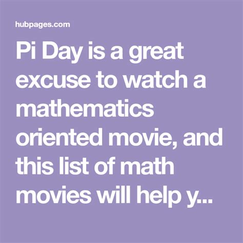 Best Math Movies to Watch on Pi Day March 14 | Math movies, Pi day, Math