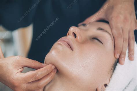 Lymphatic drainage face massage - Stock Image - F031/0300 - Science ...