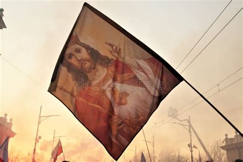 Jesus Christ. King of Poland Stock Photo - Image of banner, ojczyzna ...