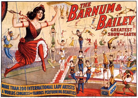 Antique CIRCUS Poster. Vintage Women Circus Artists Illustration ...