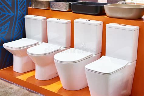 Toilet bowls in shop stock photo. Image of bowl, market - 247042622