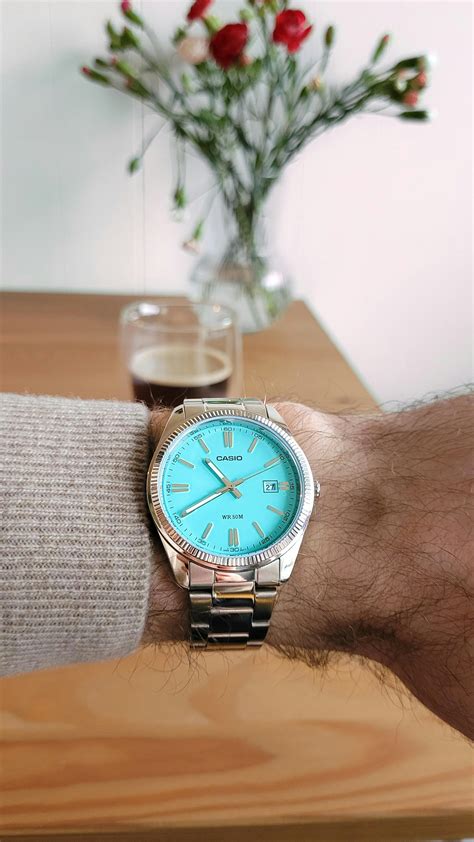 Tiffany Casio' MTP-1302PD-2A2V With Turquoise Blue Dial Is