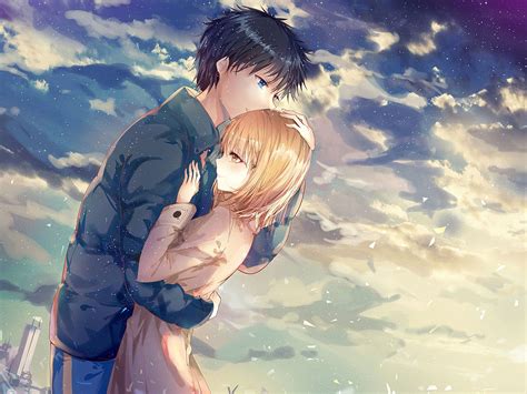 Anime Couple, Hug, Romance, Clouds, Scenic Art Manga, Manga Drawing ...