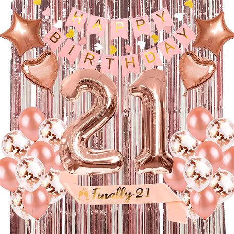 Buy 21st Birthday Decorations for Her, Happy 21st Birthday Party ...