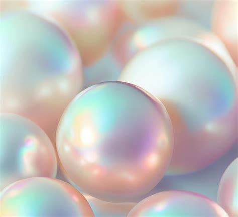 Premium AI Image | Several iridescent perfect pearls in closeup