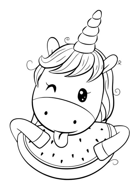 Dibujo de unicornio kawaii para imprimir y colorear | Unicornio ...