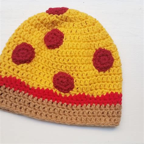 Pizza Hat Cheese Pizza Crochet Beanie Hat Pepperoni Pizza | Etsy