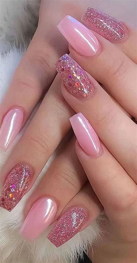 28 Fantastic Pink Nail Designs Glitter Color Combos | Pink nail art ...