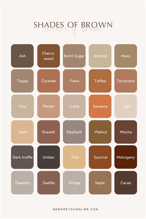 brown color palette names - Kisha Clinton