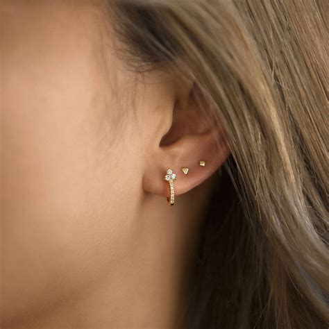 Small Gold Stud Earrings, Second Third hole, Cartilage Earrings – AMY O ...