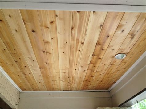 Porch ceiling rejuvenation. Tongue and groove cedar with one coat of ...