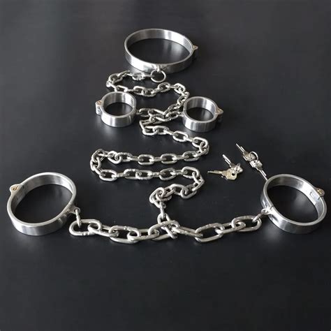 Stainless Steel Hand Ankle Cuffs Neck Collar Adult Games Slave Bondage ...