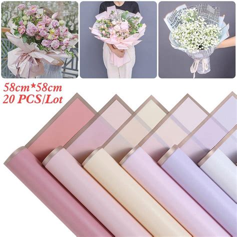 20 Sheets Matte Flower Wrapping Paper Florist Bouquet Jelly Film ...