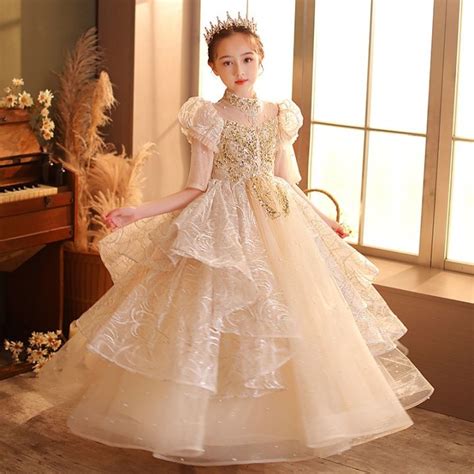 Sequins Beaded Kids Dresses For Party Wedding Dress Children Pageant ...