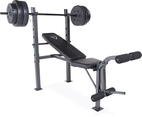 CAP Barbell Weight Lifting Bench with Preacher and 100 lb Weight Set ...