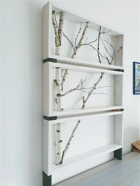 White Birch Tree Wall Art Birch Wall display shelf Framed | Etsy ...