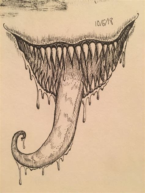 Demon Face Drawing : Drooling Inktober Mouths Sixth Monstre | Dekorisori