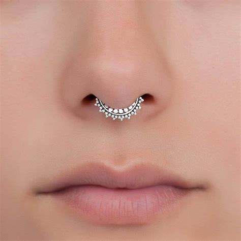 Tiny Fake Septum Nose Ring, Tribal Faux Clip On Non Pierced Septum Cuff ...