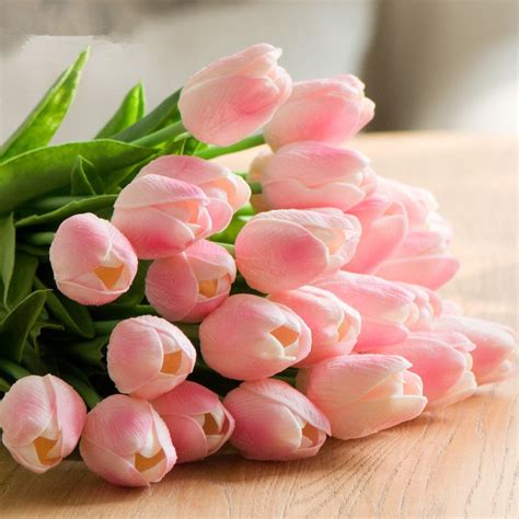 Light Pink Tulips Bouquet Real Touch Flowers Tulip 30 Flowers | Etsy