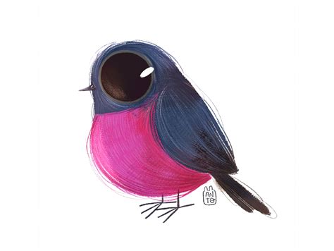 Cute Birds: Pink Robin by Antonella Fant on Dribbble