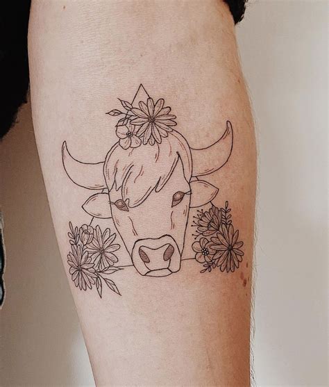 Floral Fine Line Ox Tattoo in 2021 | Ox tattoo, Tattoos, Micro tattoo