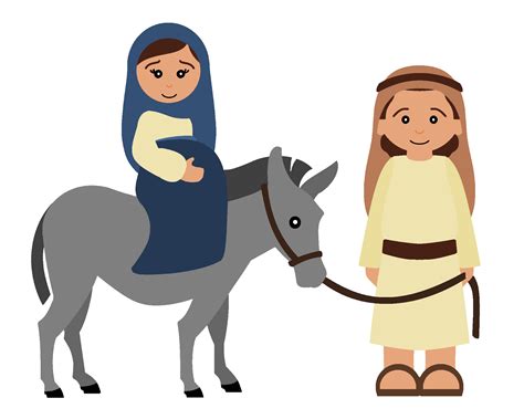 Pregnant virgin Mary On Donkey And Joseph, drawing free image download