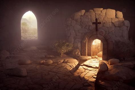 Christian Easter Concept Jesus Christ Resurrection Empty Tomb Of Jesus ...