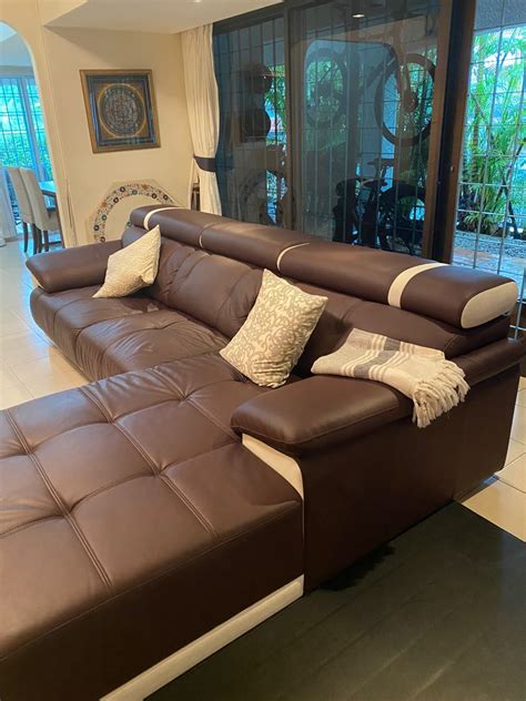 Custom made leather couch, Furniture, Sofas on Carousell