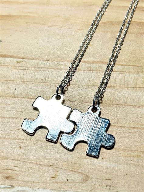 Pair of Jigsaw Puzzle Piece Necklace set of 2 necklaces for | Etsy in ...