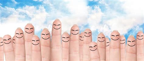 Many Fingers with Drawn Faces Stock Photo - Image of hand ...