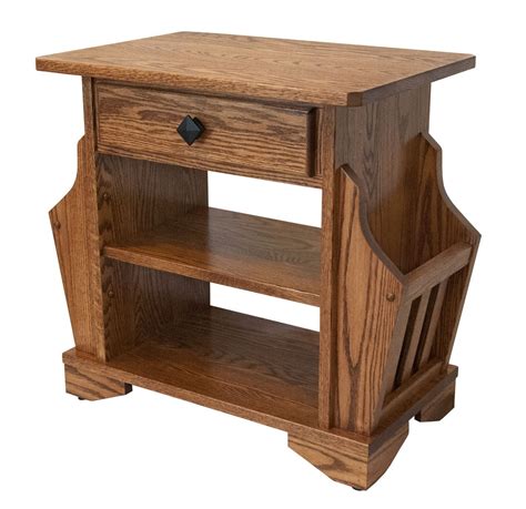 Solid Oak Amish built Magazine Rack End Table Mission Style w/ Drawer ...