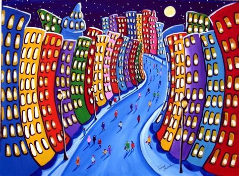 "Funky Cityscape" by Renie Britenbucher | Cityscape art, Funky art ...