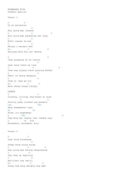 Minamahal kita chords by freddie aguilar @ ultimate guitar