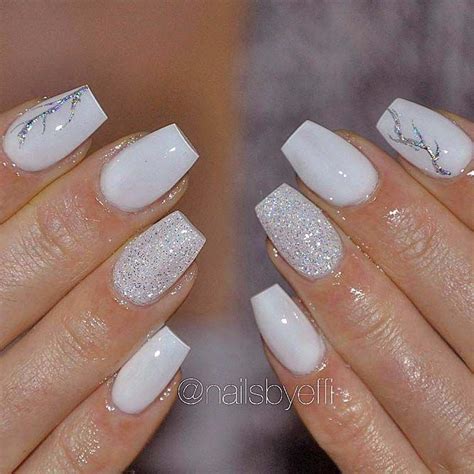 White Coffin Nails, Simple Acrylic Nails, Acrylic Nails Coffin Short ...