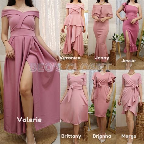 SHADES OF OLD ROSE / LIGHT OLDROSE NEOPRENE GOWN / DRESS | Shopee ...