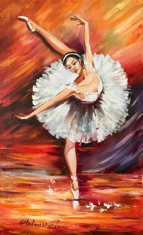 a painting of a ballerina in white dress