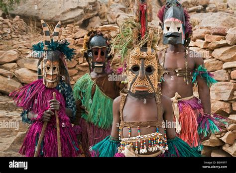 Africa West Africa Mali Dogon Country Bandiagara escarpment Masked ...