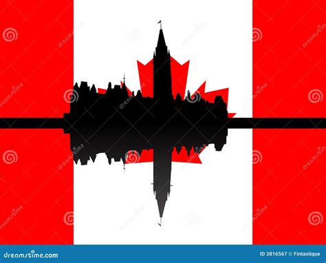 Canadian Parliament with Flag Stock Vector - Illustration of silhouette ...